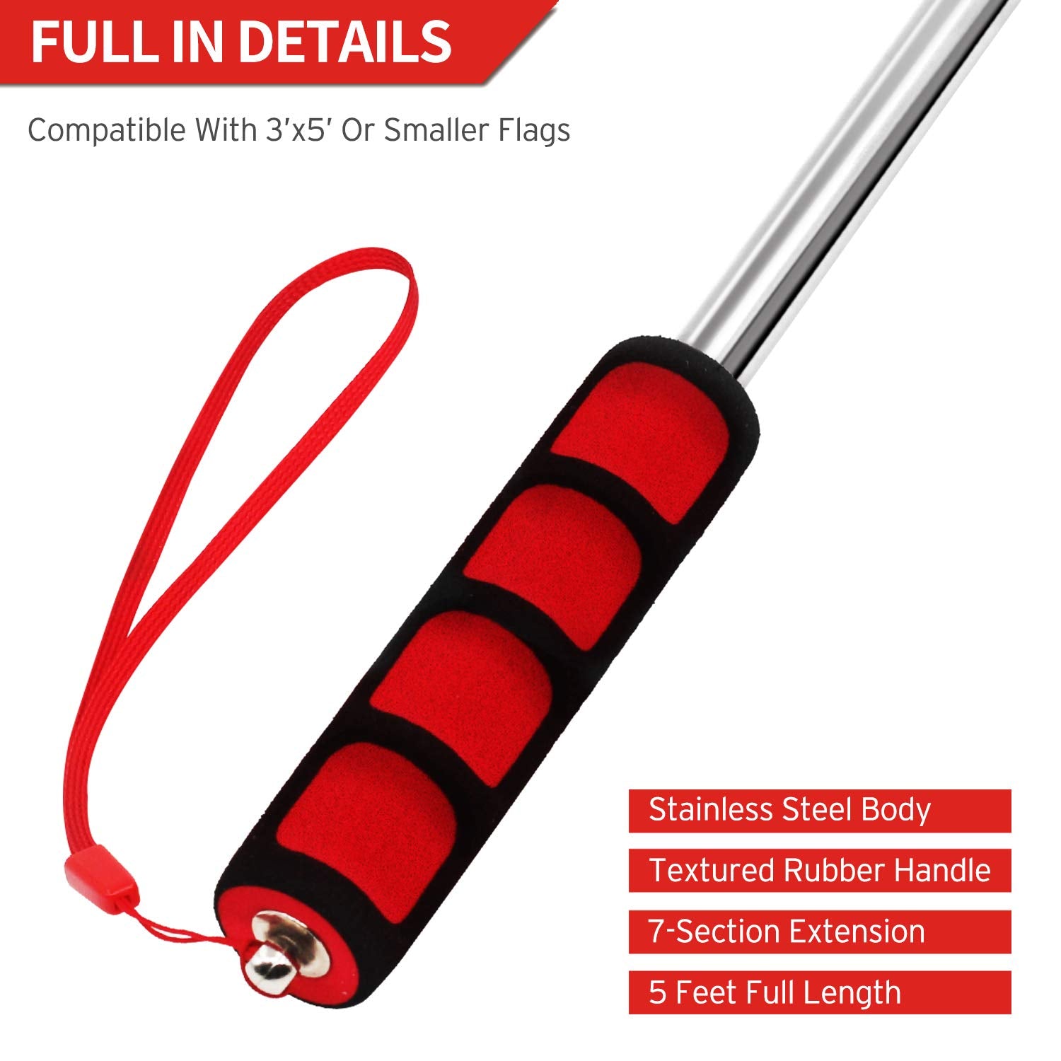 Anley handheld flagpole with wind clip accessory