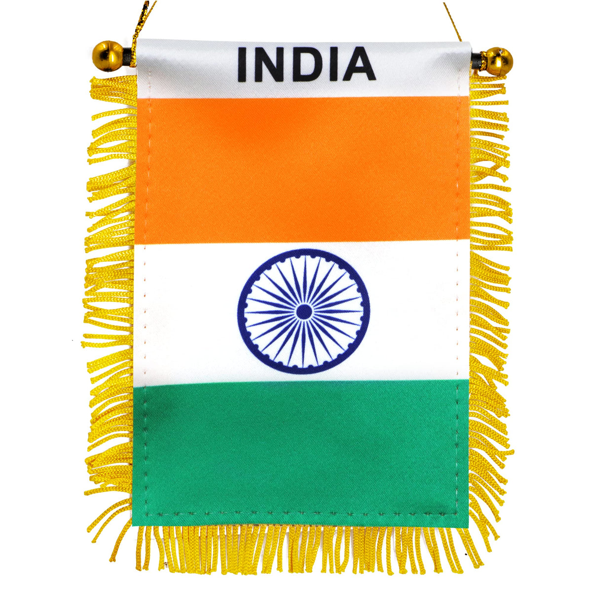 Anley India Fringy Hanging Flag 4 X 6 Inch front view