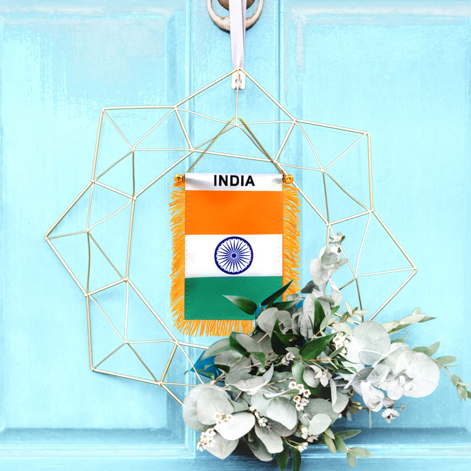 Anley India Fringy Hanging Flag close-up of fringed edge