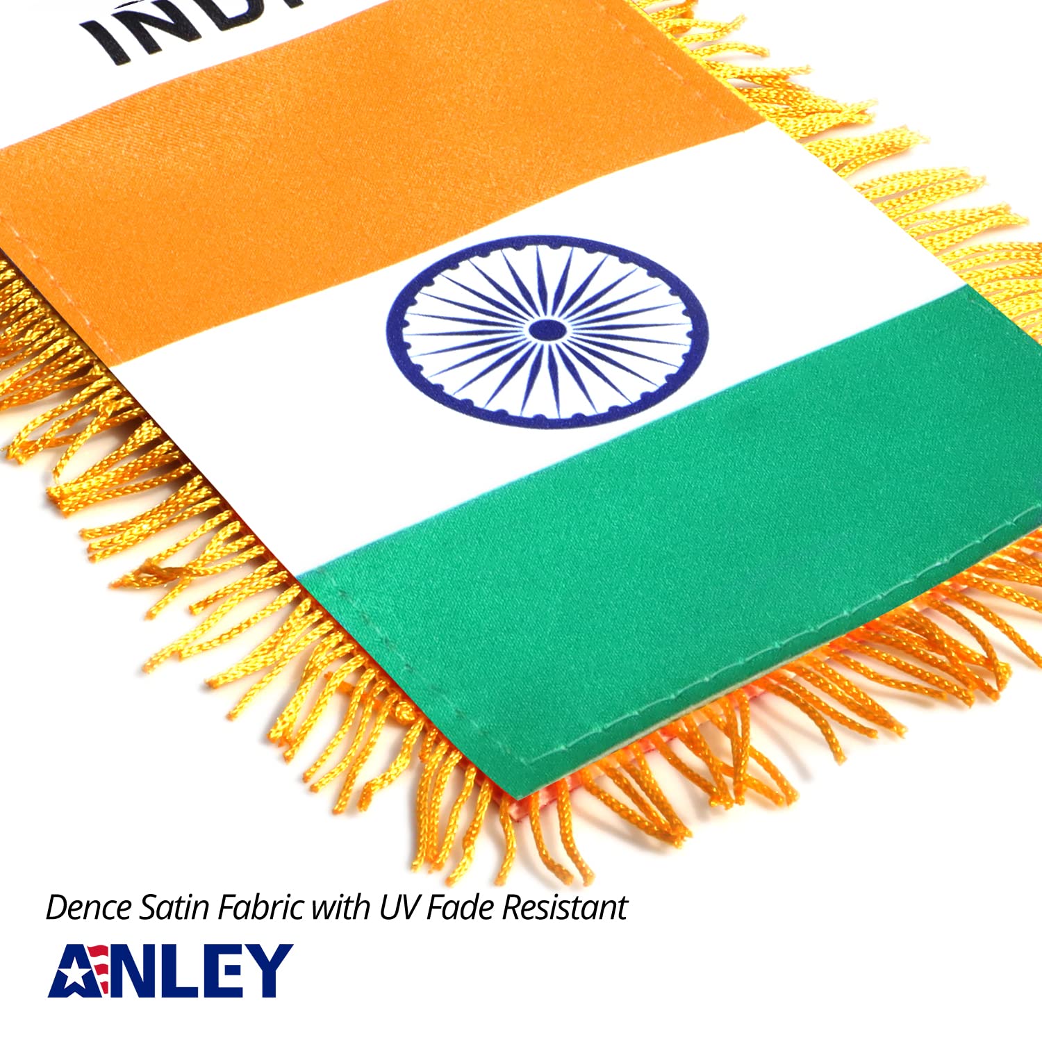 Anley India Fringy Hanging Flag displayed on a window