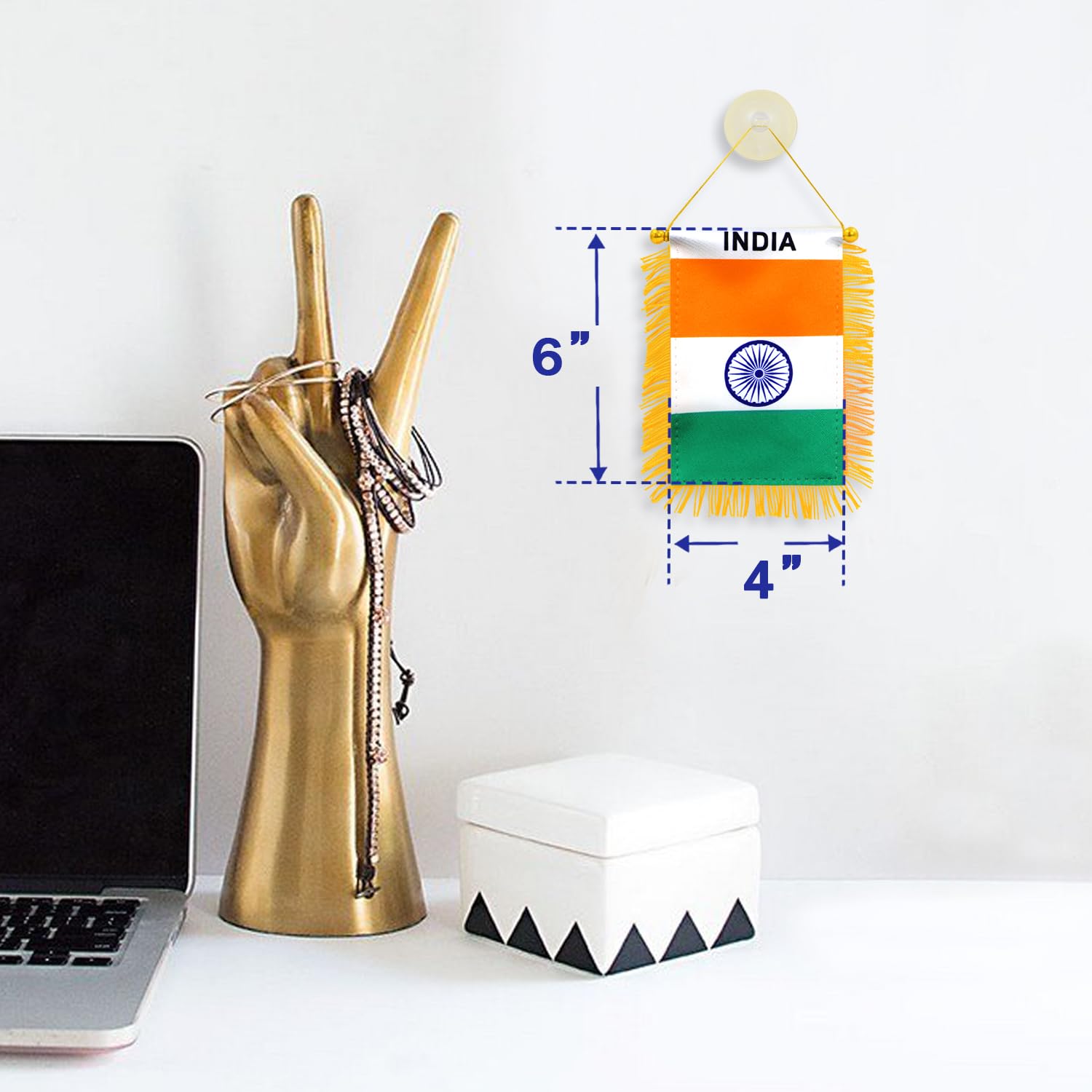 Anley India Fringy Hanging Flag in bright sunlight