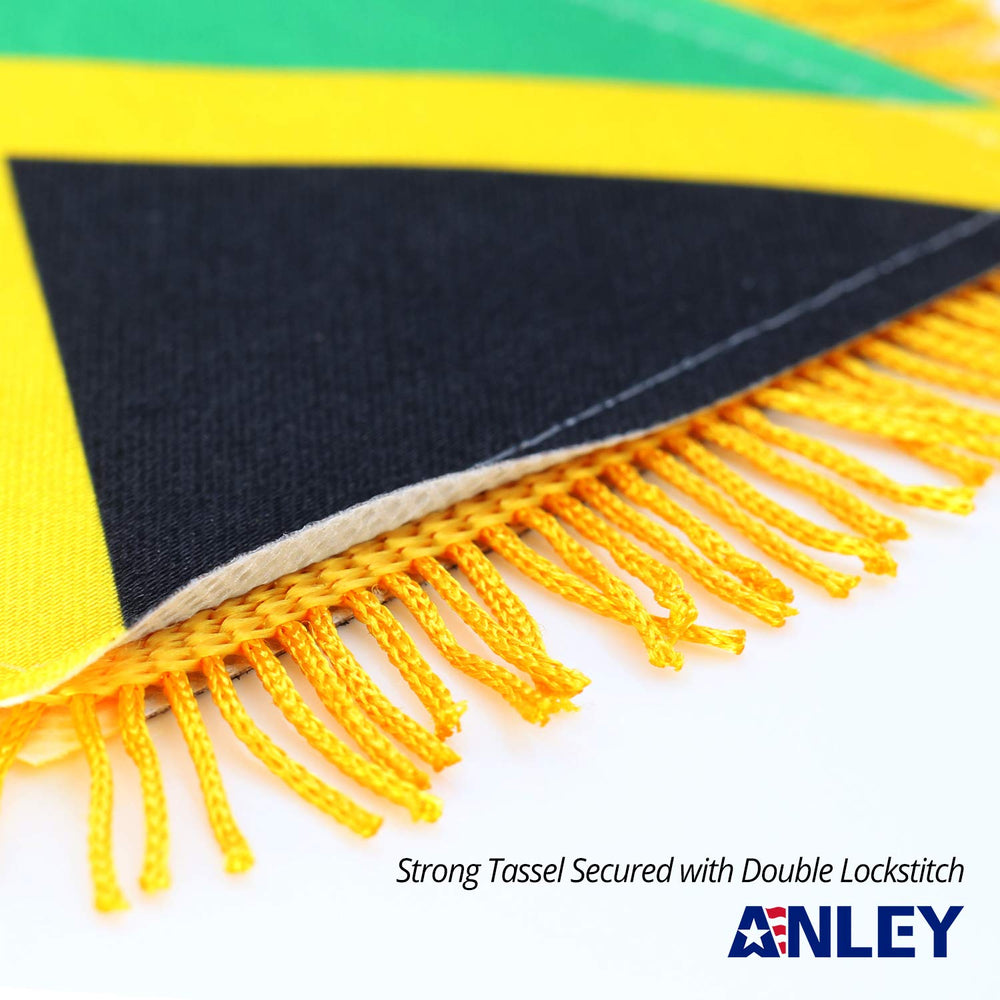 Anley Jamaica Fringy Flag displayed in a car rearview mirror