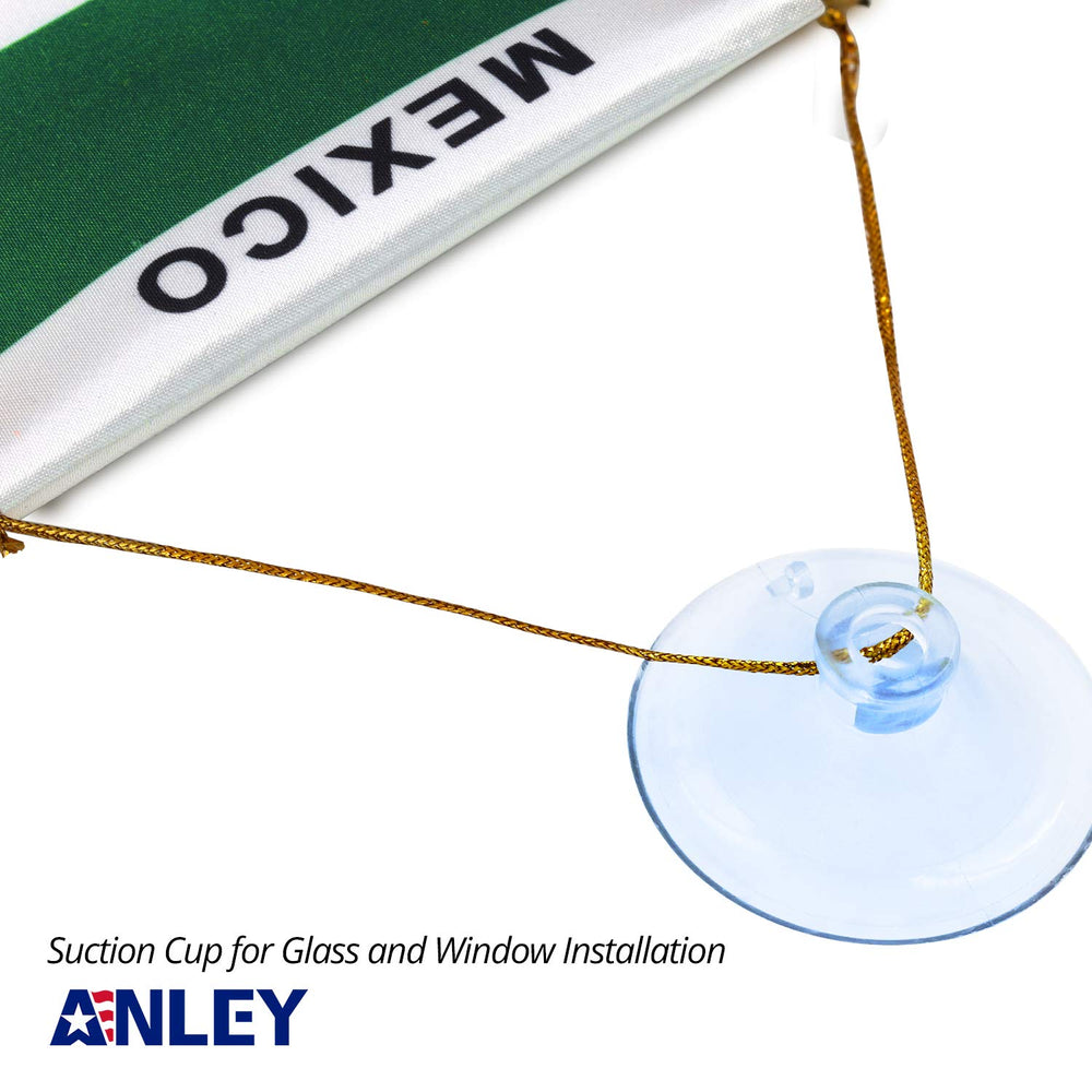 Anley Mini Mexico Flag with suction cup on a window