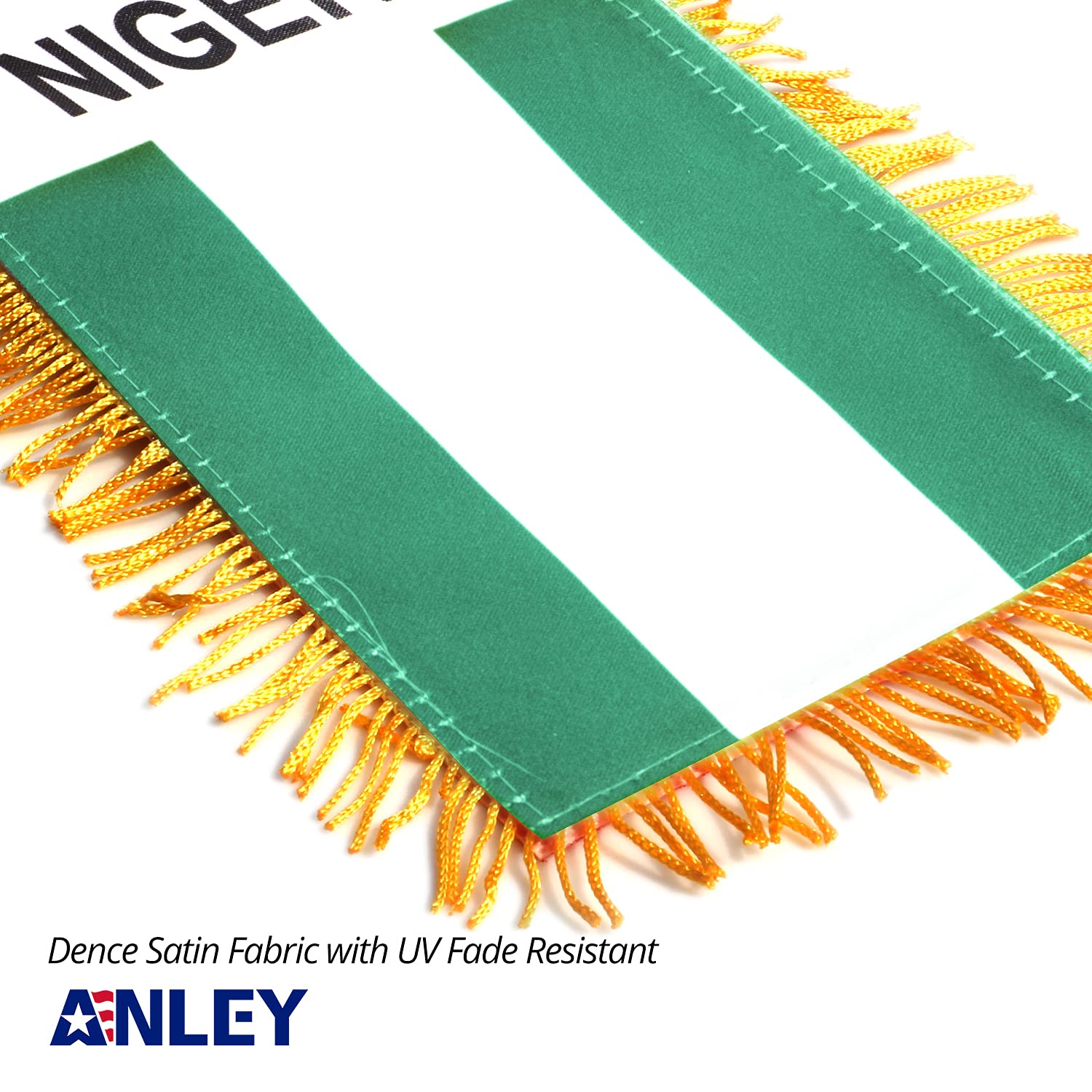 Anley Nigeria Fringy Flag hanging on a window