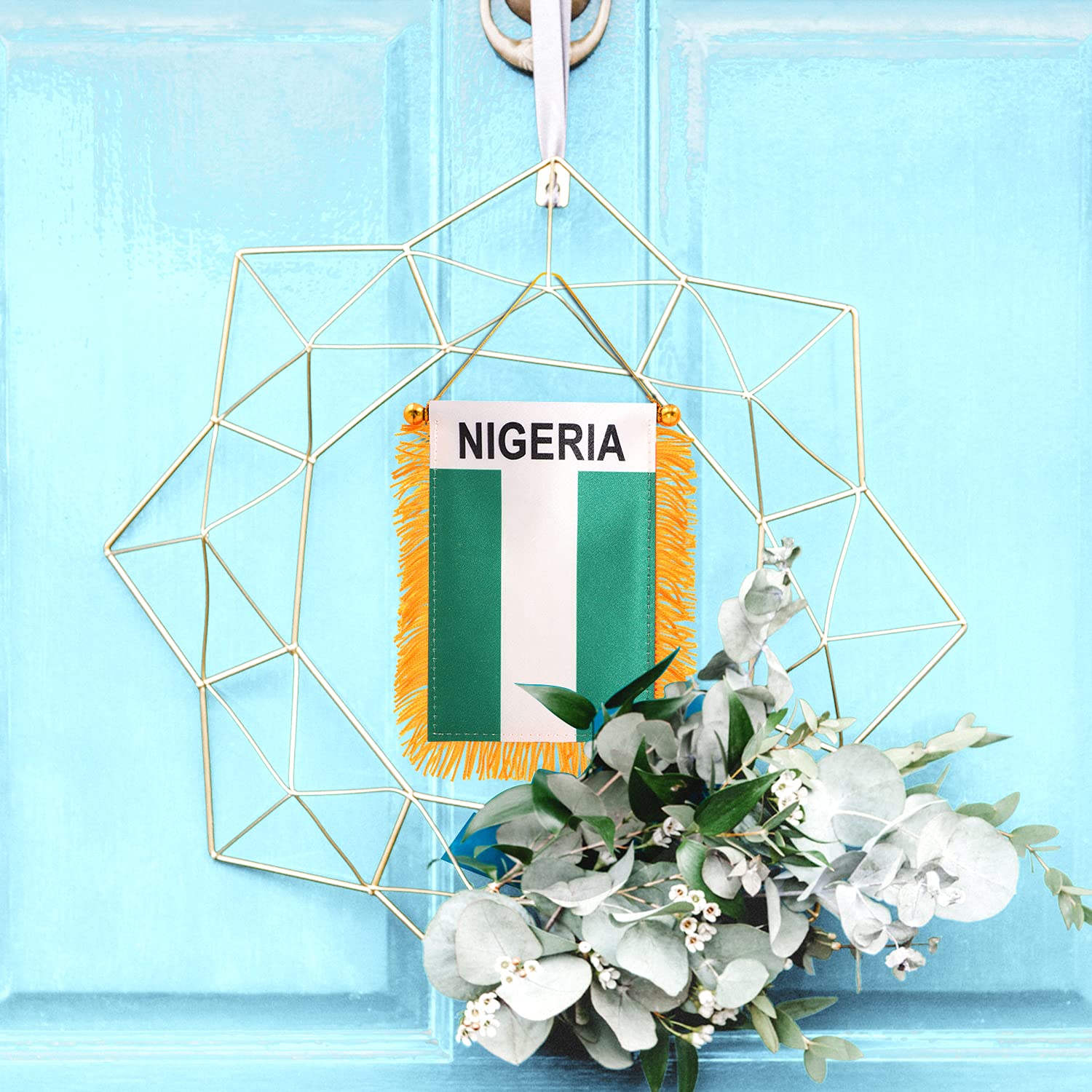 Anley Nigeria Fringy Flag with suction cup attachment