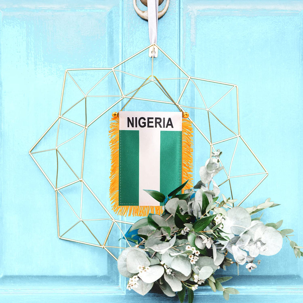 Anley Nigeria Fringy Flag with suction cup attachment
