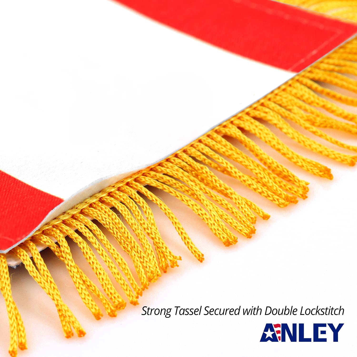 Anley Peru Fringy Flag displayed on car rearview mirror