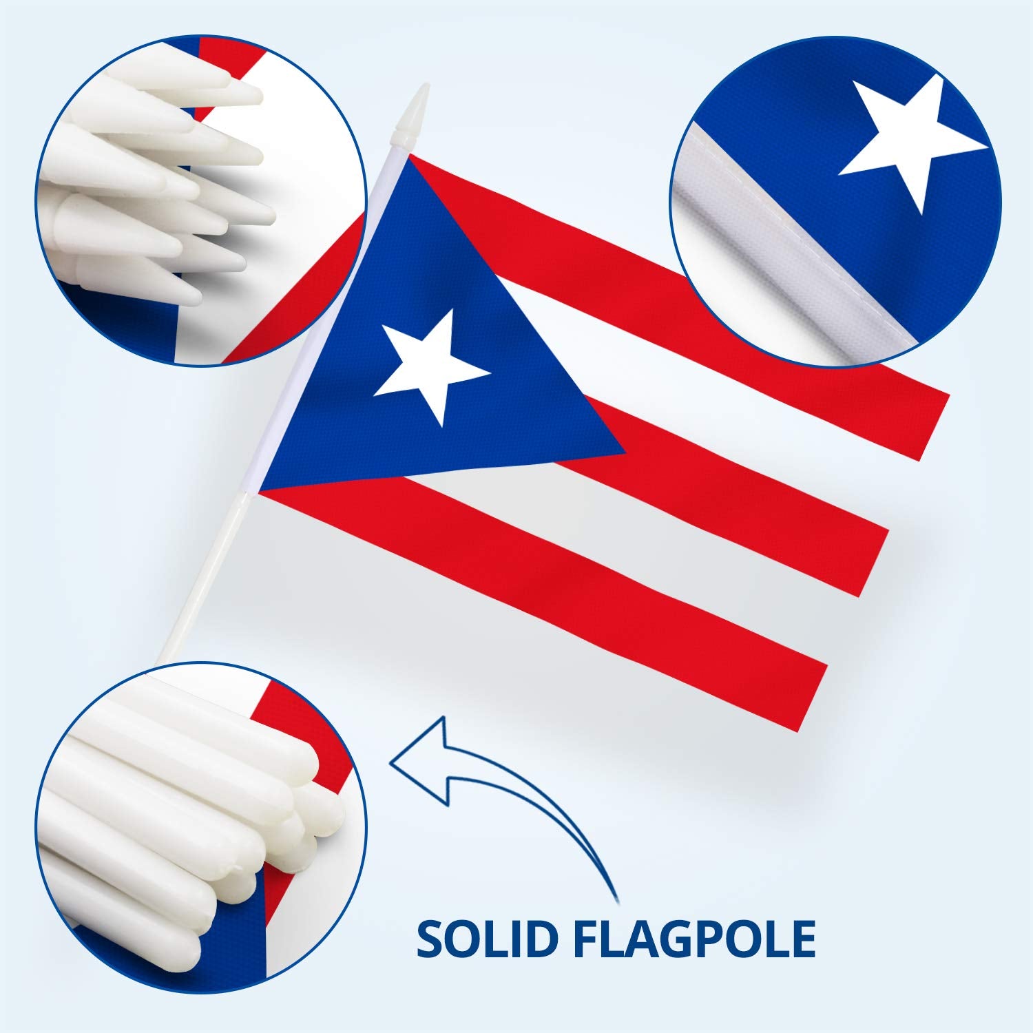 Anley Puerto Rico Mini Flag pack showing all 12 flags