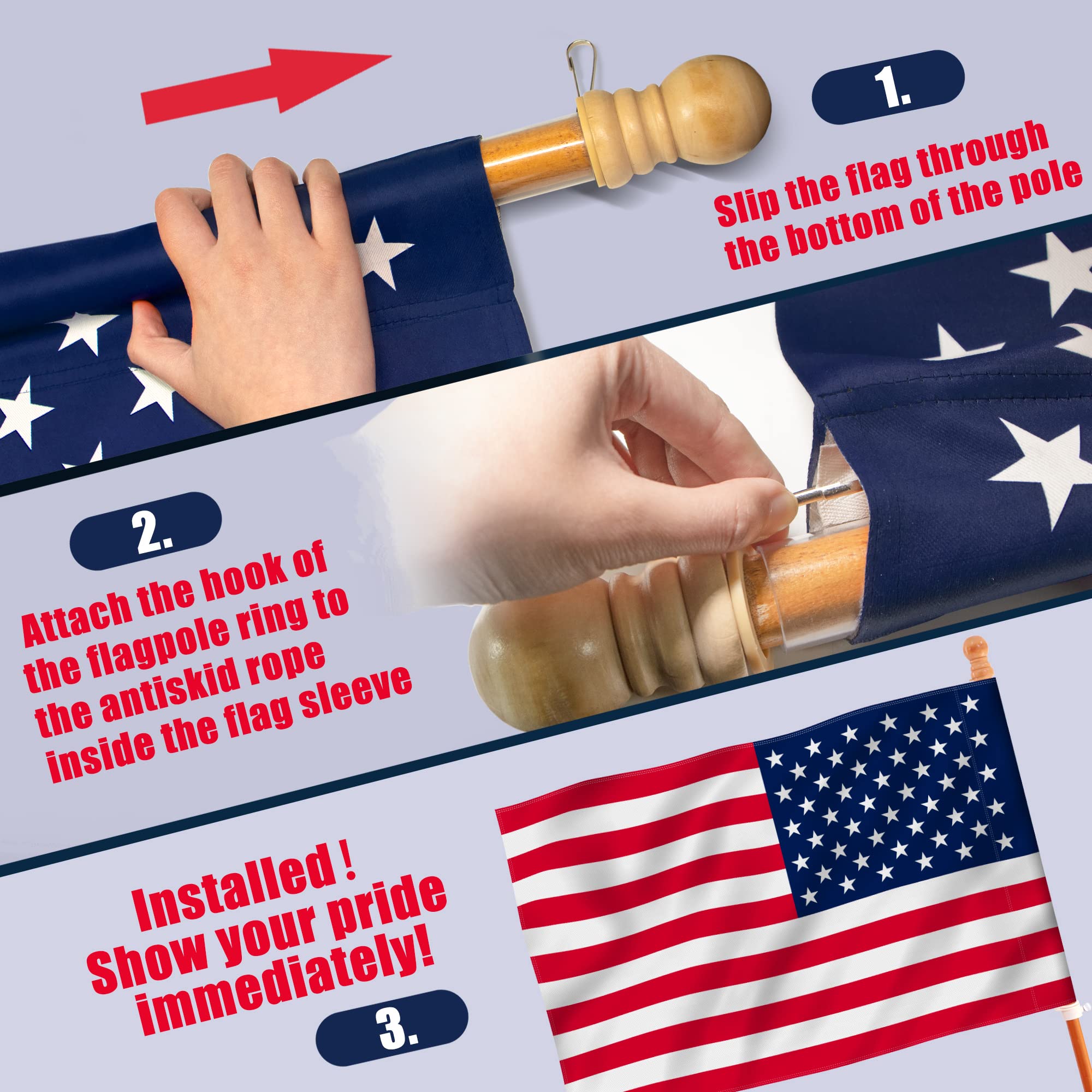 Anley Rip-Proof American Flag with vibrant colours outdoors