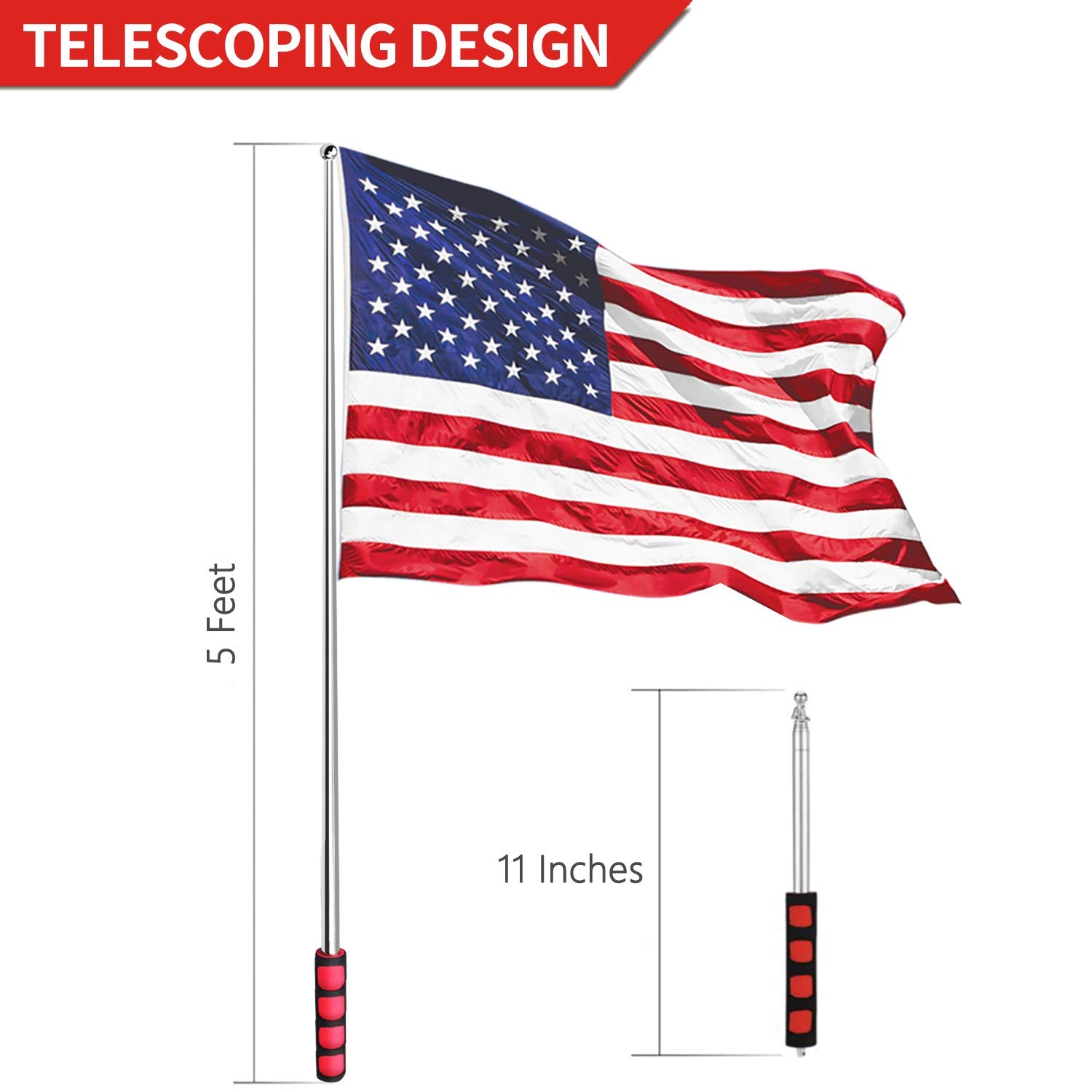 Anley telescopic flagpole extended at the beach