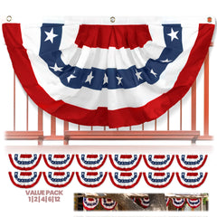 Anley US National Pleated Fan Flag 3x6 ft vibrant colours front view