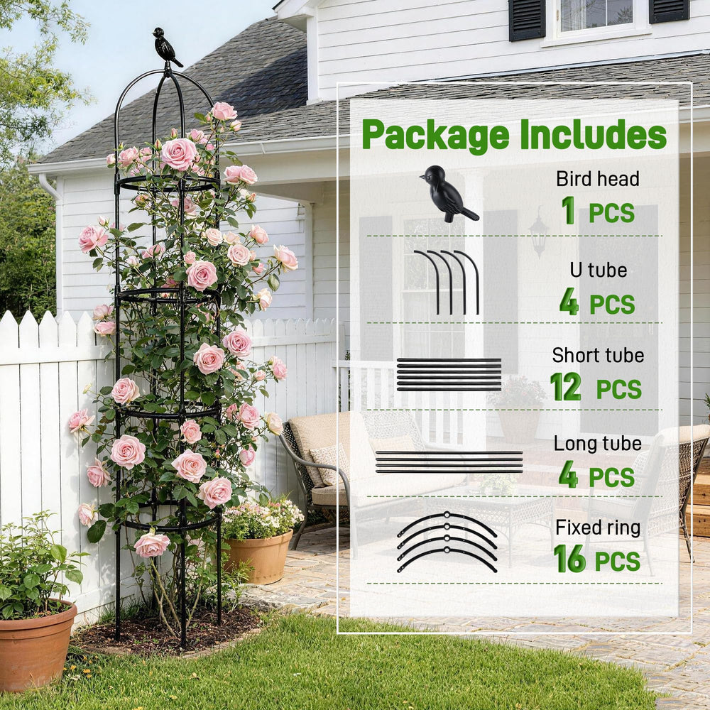 Anothera 6ft Garden Trellis back view with black finish