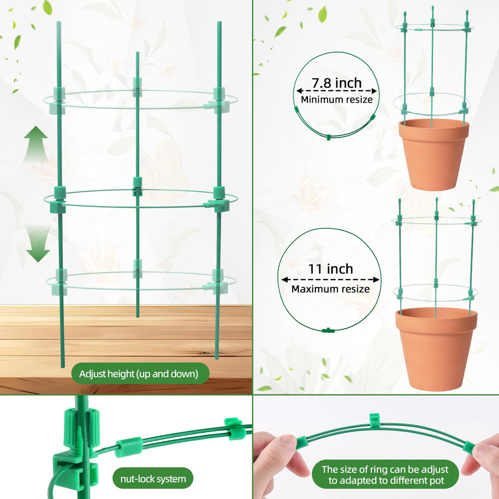 Anothera adjustable tomato cage with tomatoes growing upright
