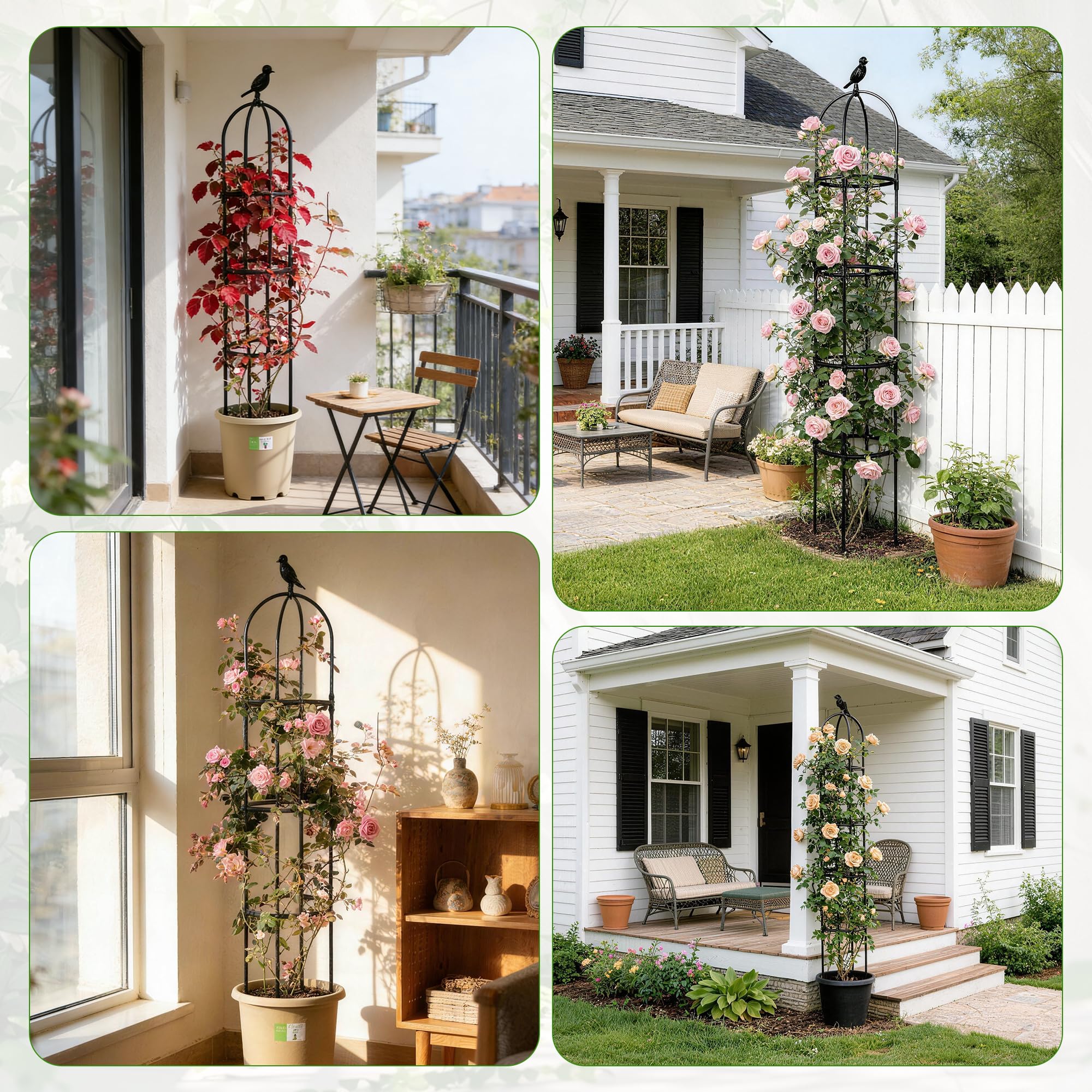 Anothera Garden Obelisk Trellis with vines climbing up