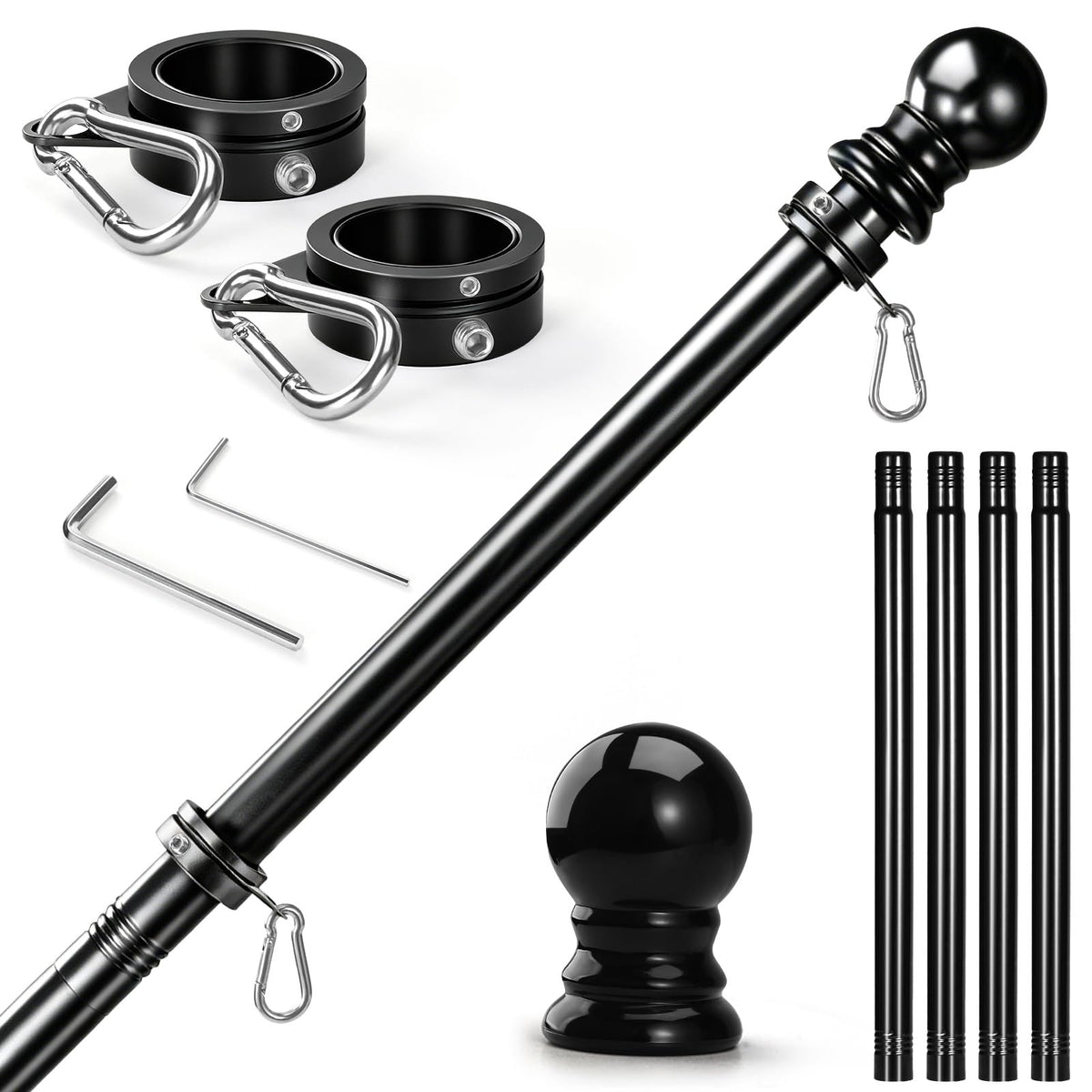Anovo 5 FT Flag Pole Kit with stainless steel construction