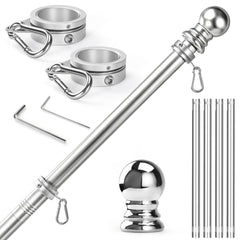 Anovo 5 FT Stainless Steel Flag Pole Kit assembled front view