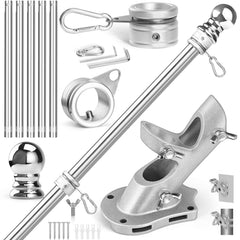 Anovo 6 FT stainless steel flag pole with ball ornament