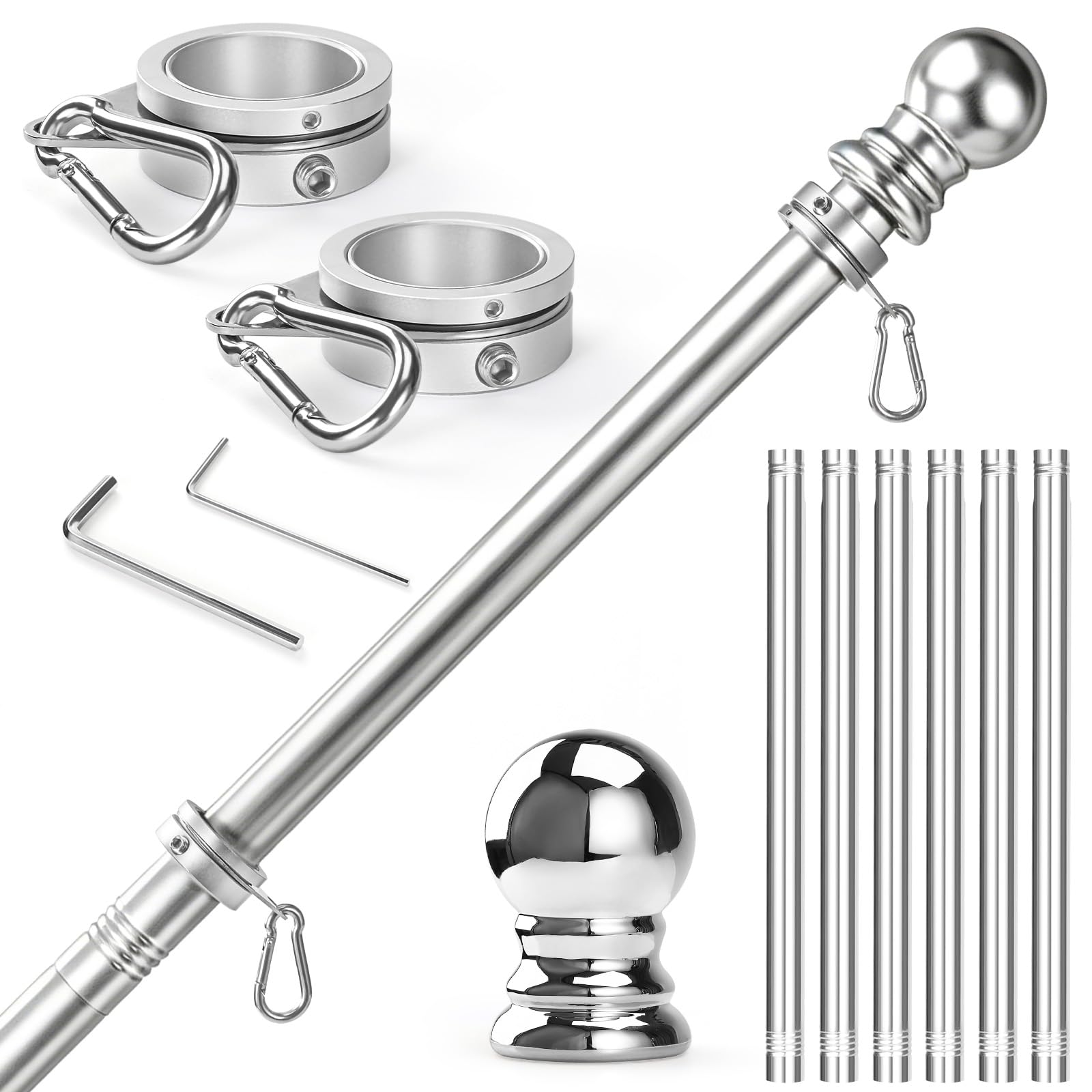 Anovo 7 FT stainless steel flag pole kit with adjustable height