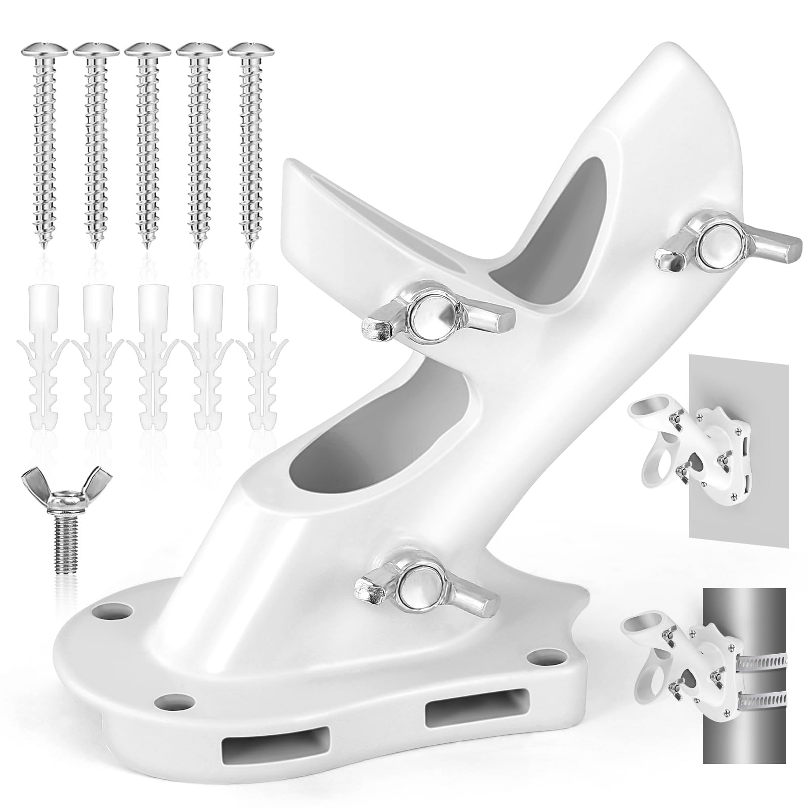 Anovo Flag Pole Holder front view with metallic finish