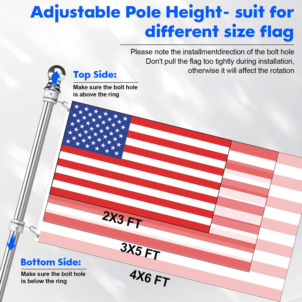 Anovo flag pole kit components including rings and screws