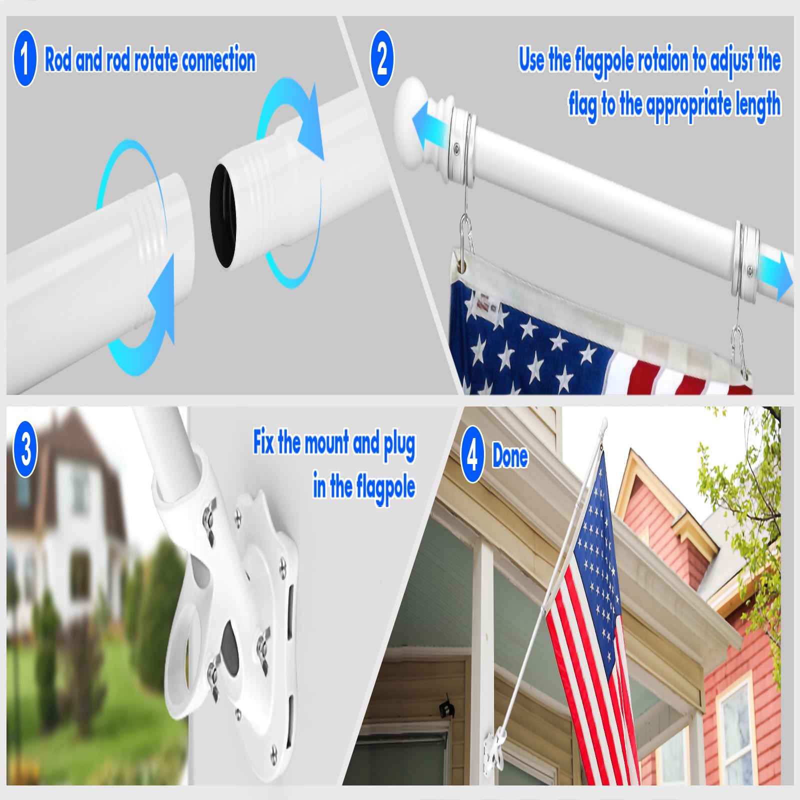 Anovo Flag Pole Kit laid out with included components