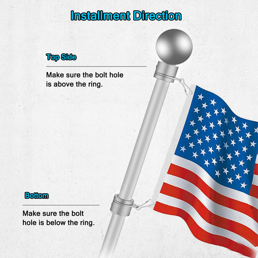 Anovo flag pole rings on a flagpole outdoors