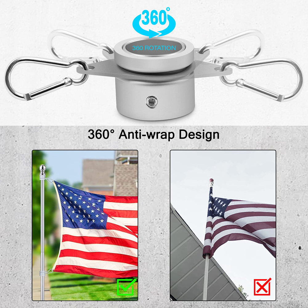 Anovo Flag Pole Rings showcasing 360-degree rotating feature
