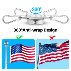 Anovo flag pole rings showing 360-degree rotating feature