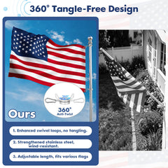 Anovo flag pole with 3x5 ft flag displayed