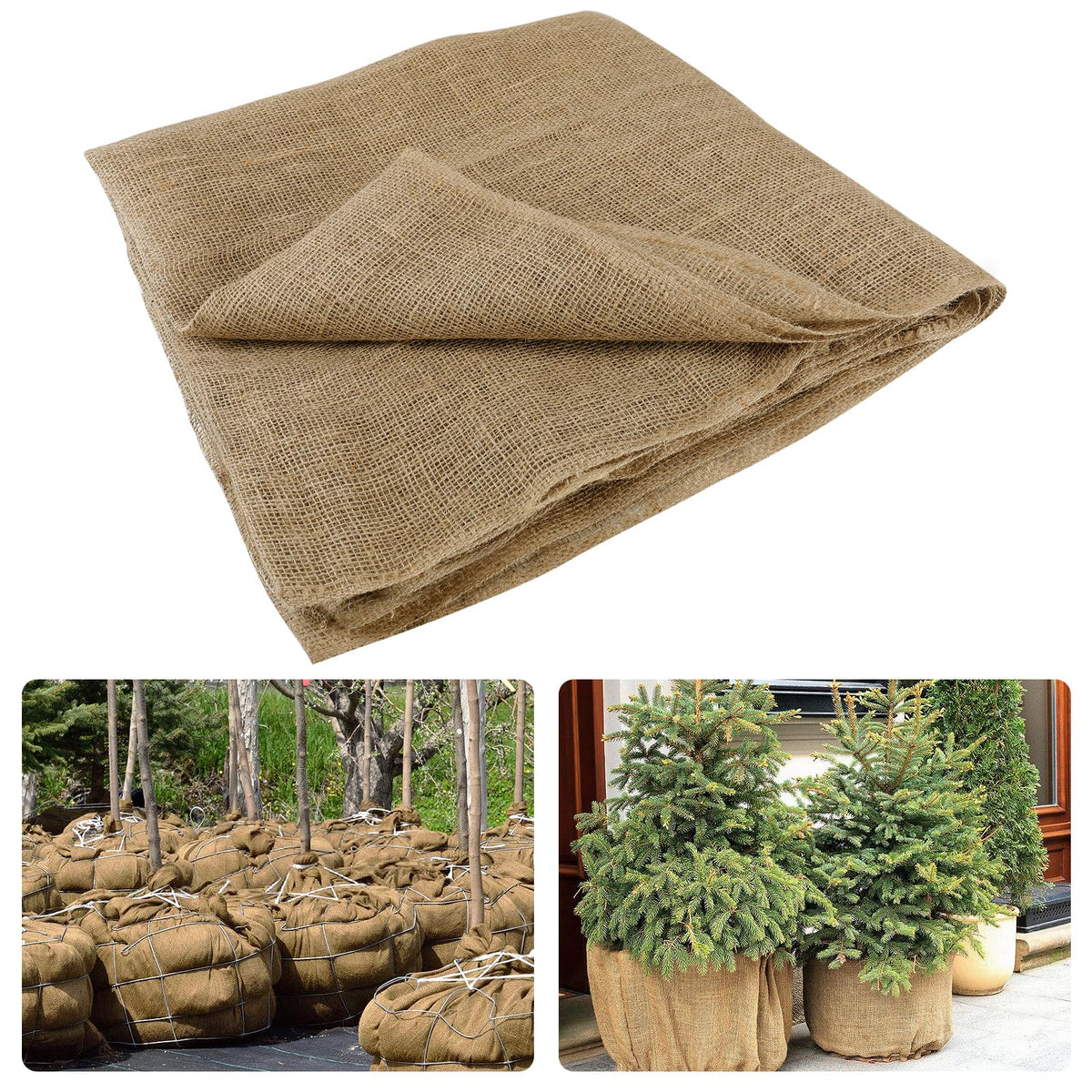 ANPHSIN 15ft x 40in natural jute burlap plant cover front view
