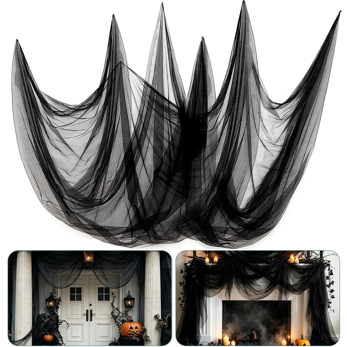 ANPHSIN 40x10ft black ultra-fine mesh mosquito net front view