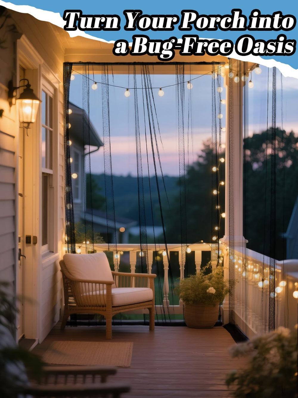 ANPHSIN black mesh netting hanging on a balcony