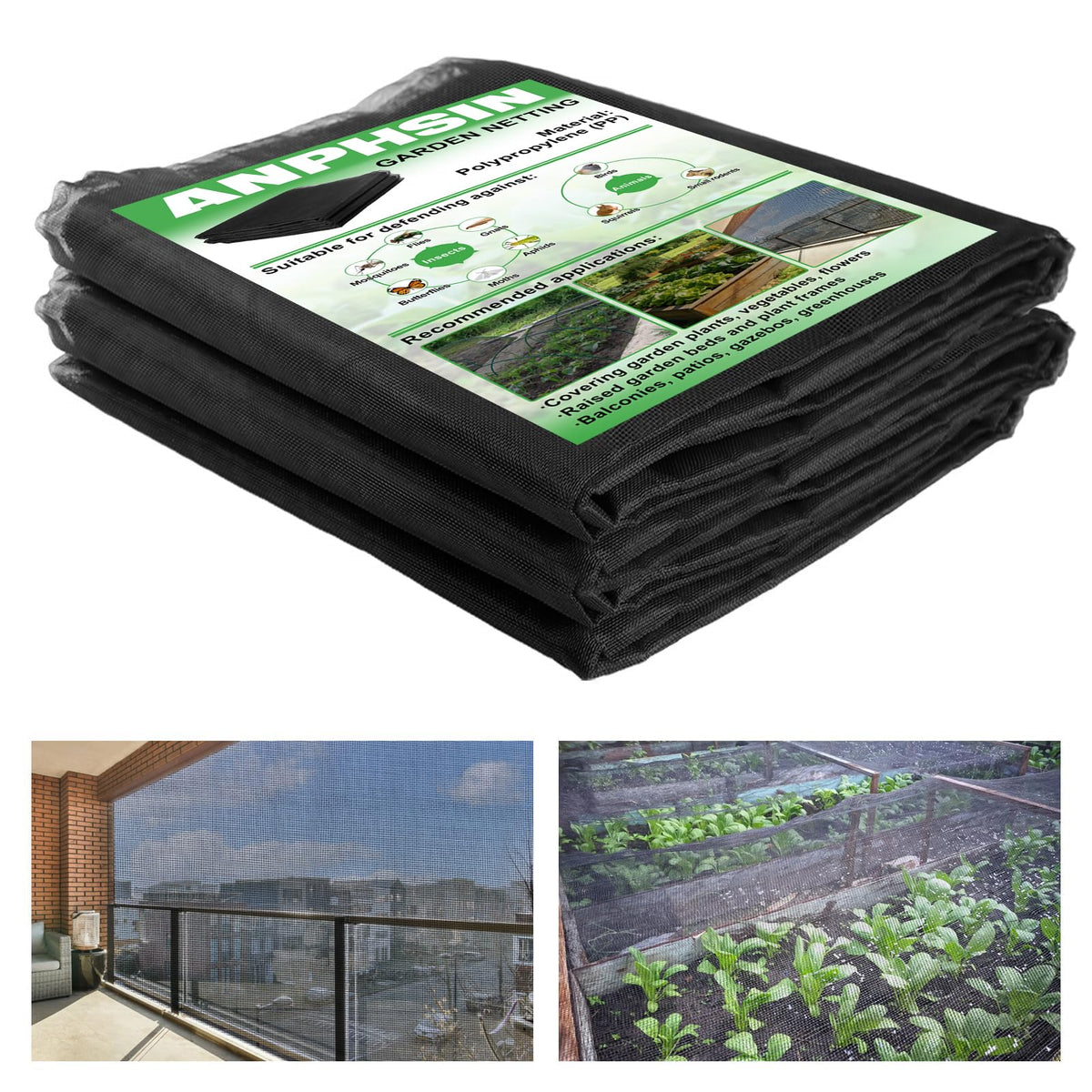 ANPHSIN Mosquito Netting 10x20ft black size overview