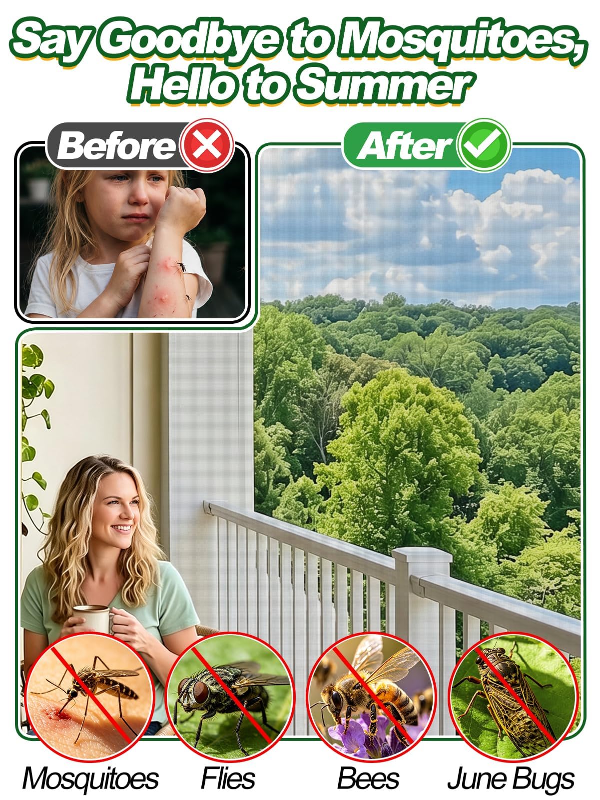 ANPHSIN mosquito netting installed on a garden