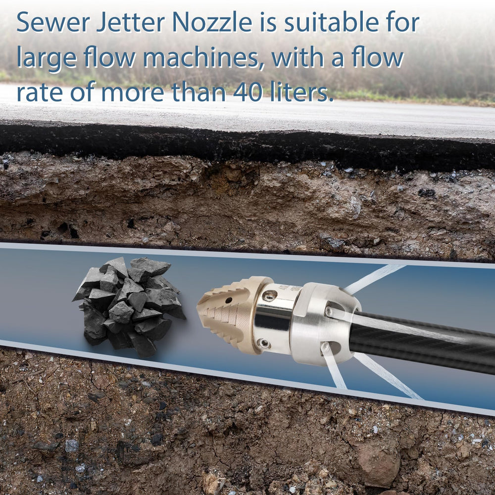 Anrain 3/8 NPT Sewer Jetter Nozzle displayed on workbench