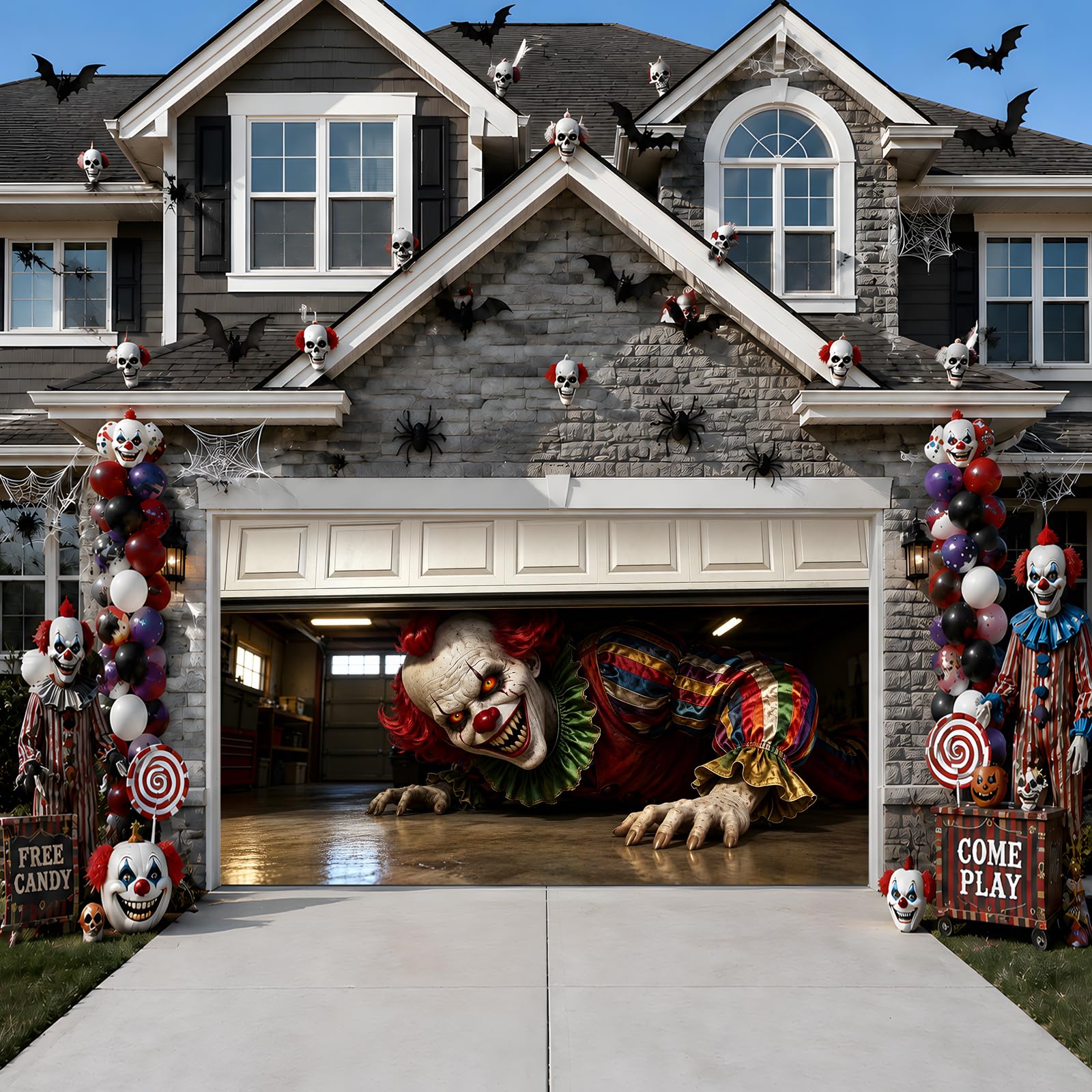 Anrtrog Halloween banner showing realistic garage scene
