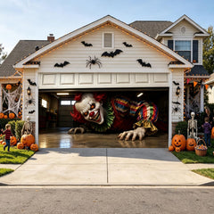 Anrtrog Halloween Garage Door Cover displayed on a home garage