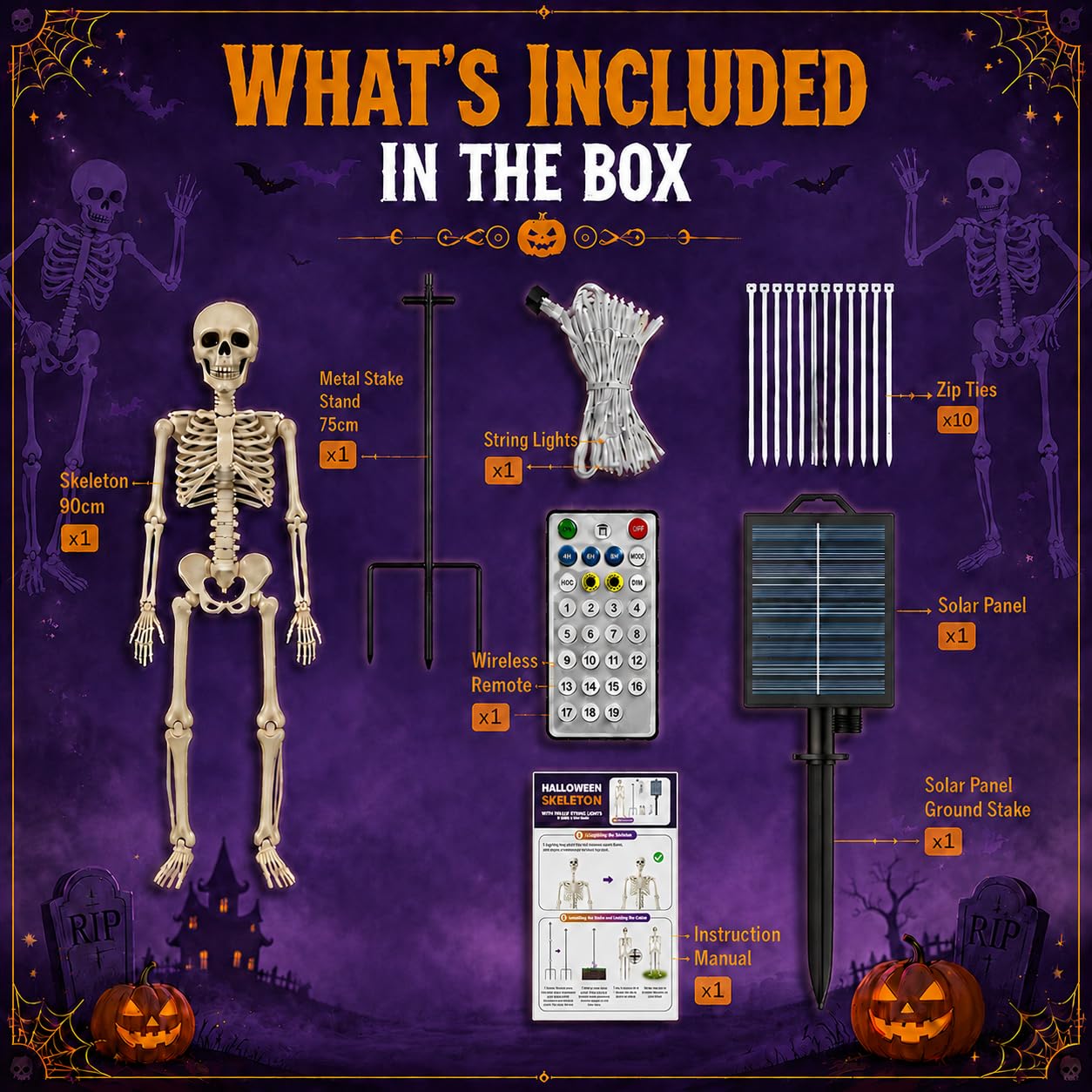 Anrtrog skeleton setup in a spooky outdoor scene