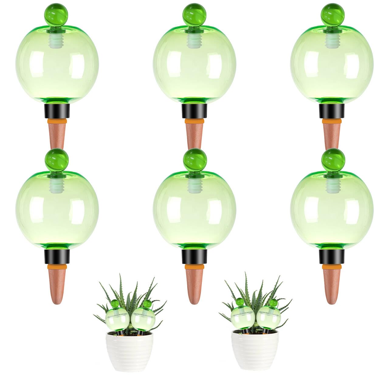 Ansberta 6 Pack Self Watering Globes 17oz Green Terracotta
