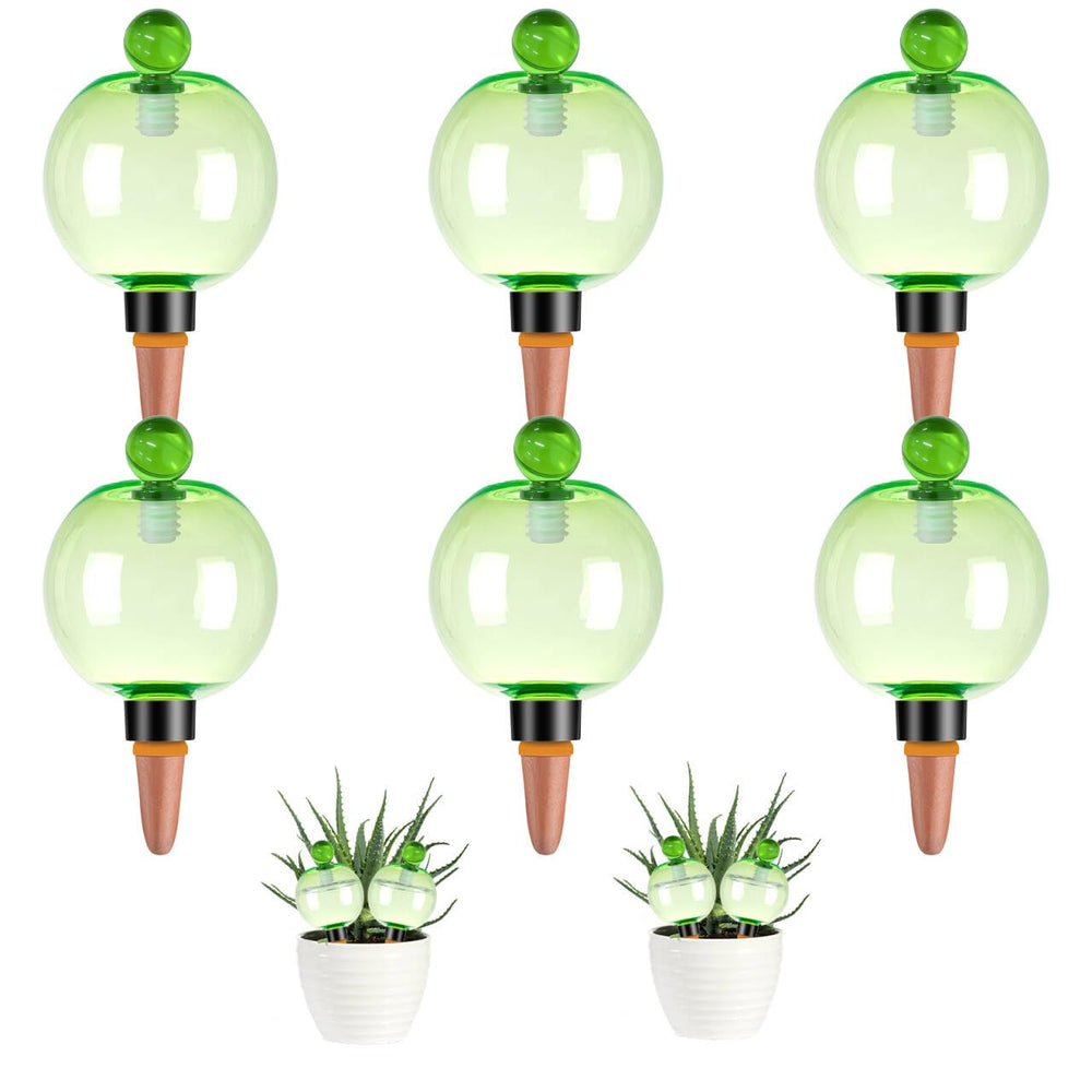 Ansberta 6 Pack Self Watering Globes 17oz Green Terracotta