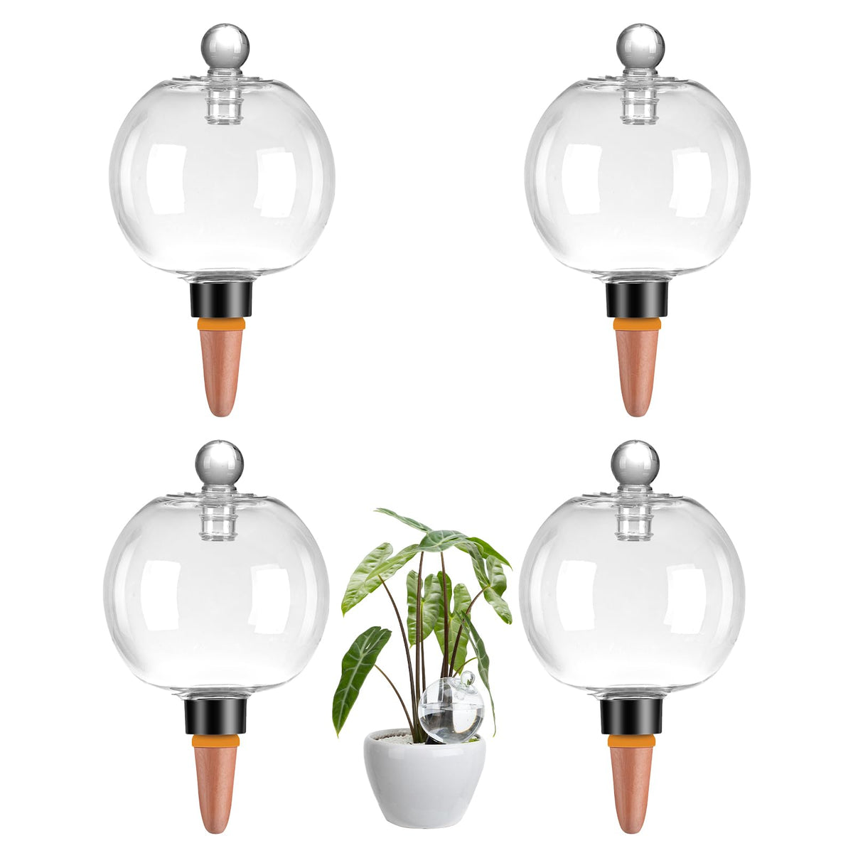 Ansberta Plant Watering Globes 4 Pack clear design