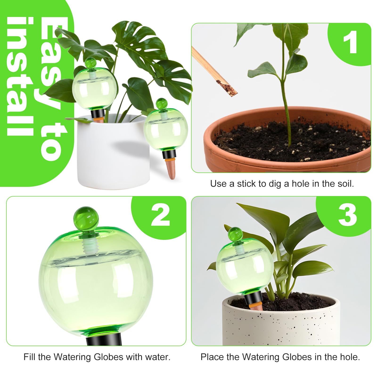 Ansberta Self Watering Globes displayed in a garden setting