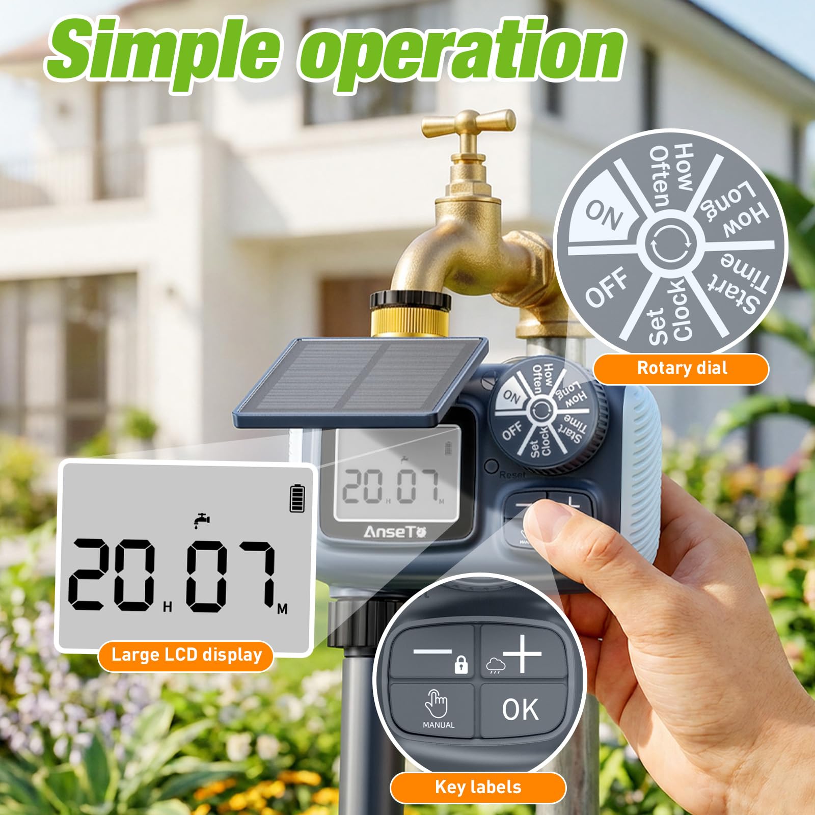AnseTo Solar Timer packaging box with model details