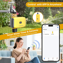 AnseTo WiFi Sprinkler Water Timer with Smart Life APP interface on smartphone