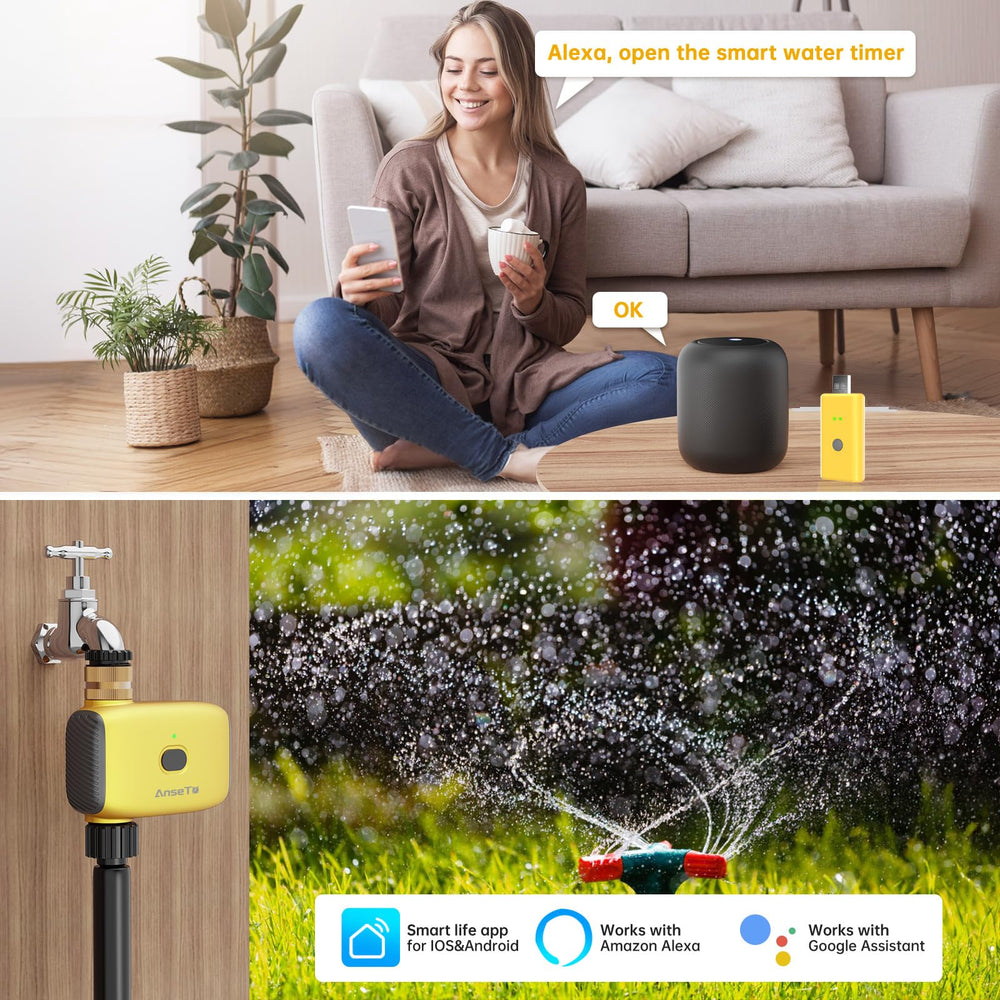 AnseTo WiFi Sprinkler Water Timer with voice control demonstration
