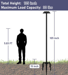 Ansionsol 105 Inch Bird Feeder Pole base with 5 prongs