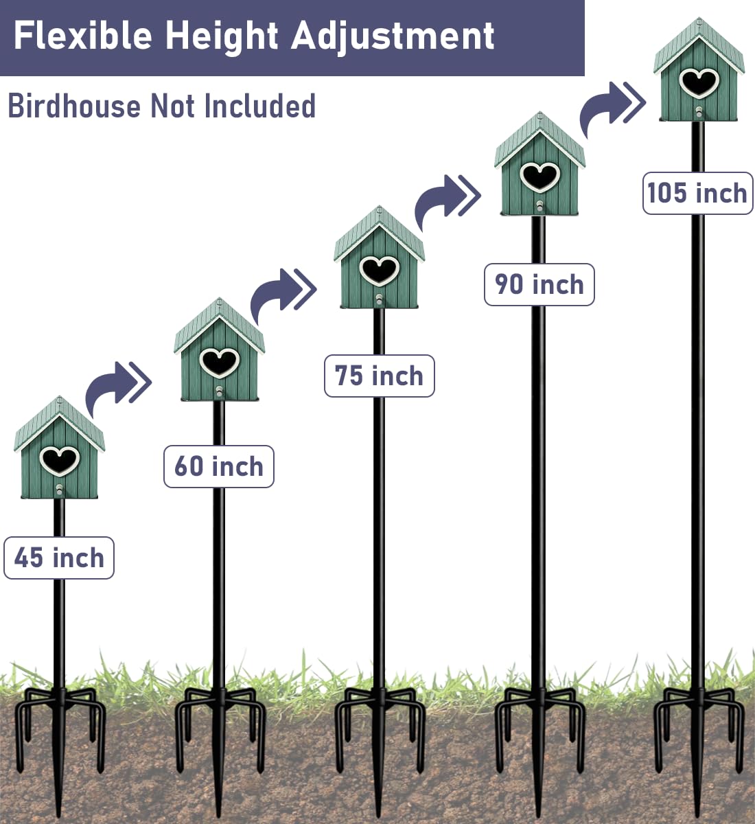 Ansionsol bird feeder pole with adjustable height