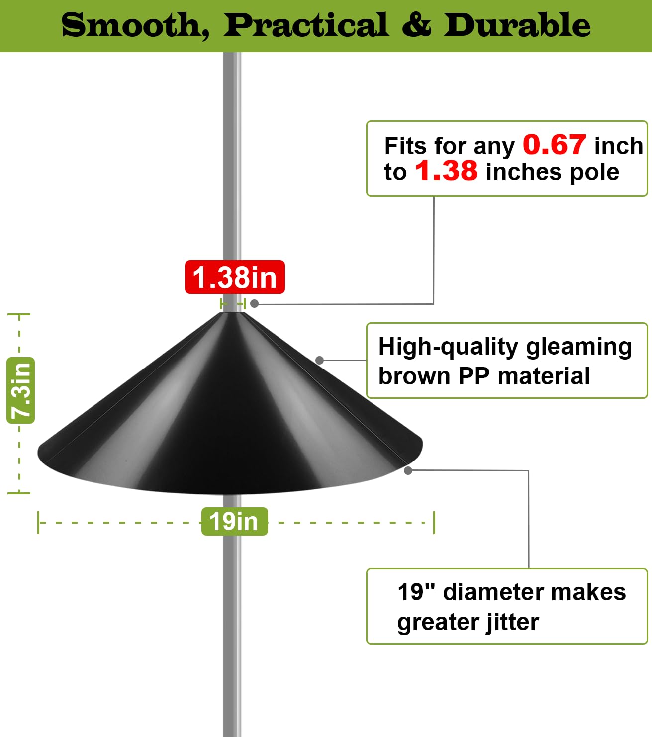 Ansionsol Squirrel Baffle installed on a bird feeder pole