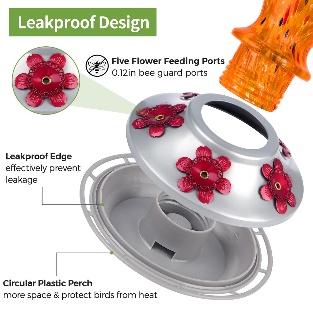 Ant moat hook attached to BOLITE hummingbird feeder