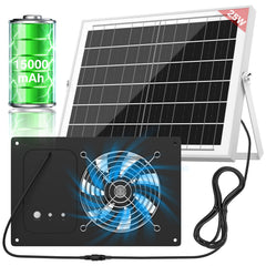 ANTEQI Solar Fan front view with solar panel, 11 inches, black